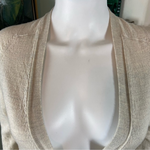 J. Crew Merino Wool Cream/Gray Women's Long Cardigan Sweater Medium M 65370 - Picture 7 of 13